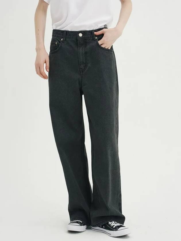 Easy washed wide denim pants dark gray - BLONDNINE - BALAAN 5