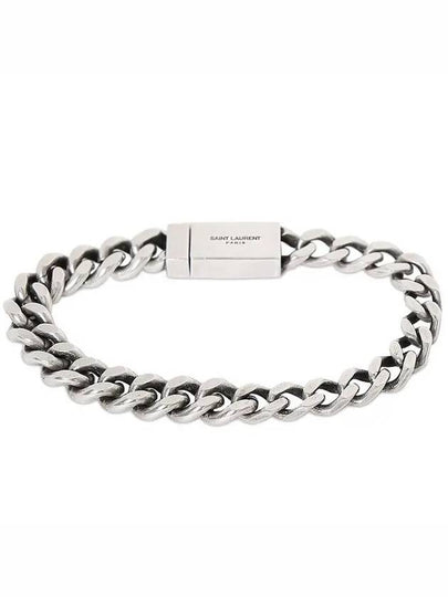 Men's Curb Chain Metal Bracelet Silver - SAINT LAURENT - BALAAN 2