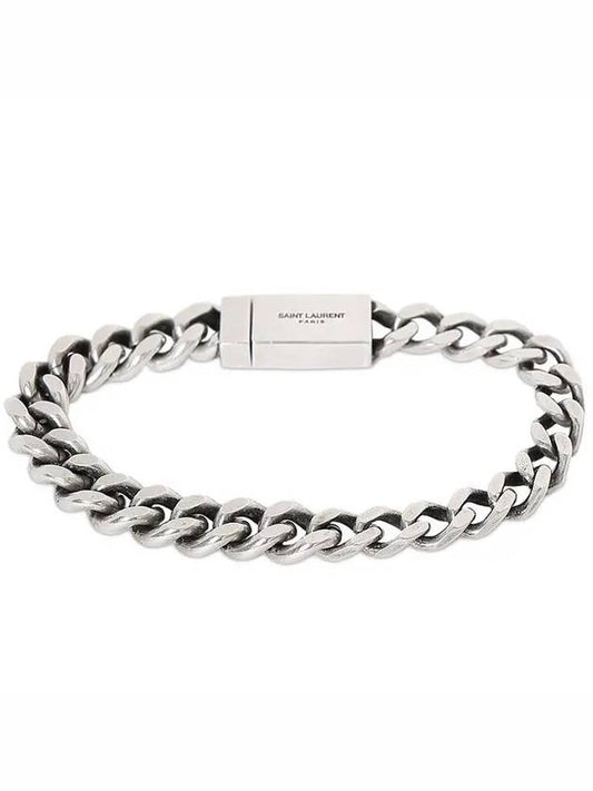 BICHAINE logo detail silvertone brass bracelet - SAINT LAURENT - BALAAN 1