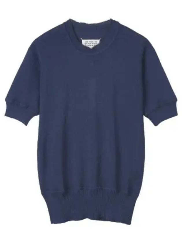 ribbed short sleeve knit cobalt blue - MAISON MARGIELA - BALAAN 1