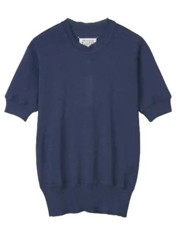 ribbed short sleeve knit cobalt blue - MAISON MARGIELA - BALAAN 1