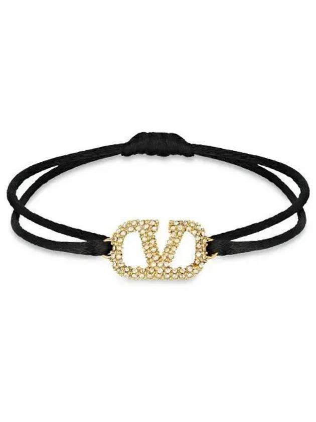 V Logo Signature Crystal Bracelet Black - VALENTINO - BALAAN 2