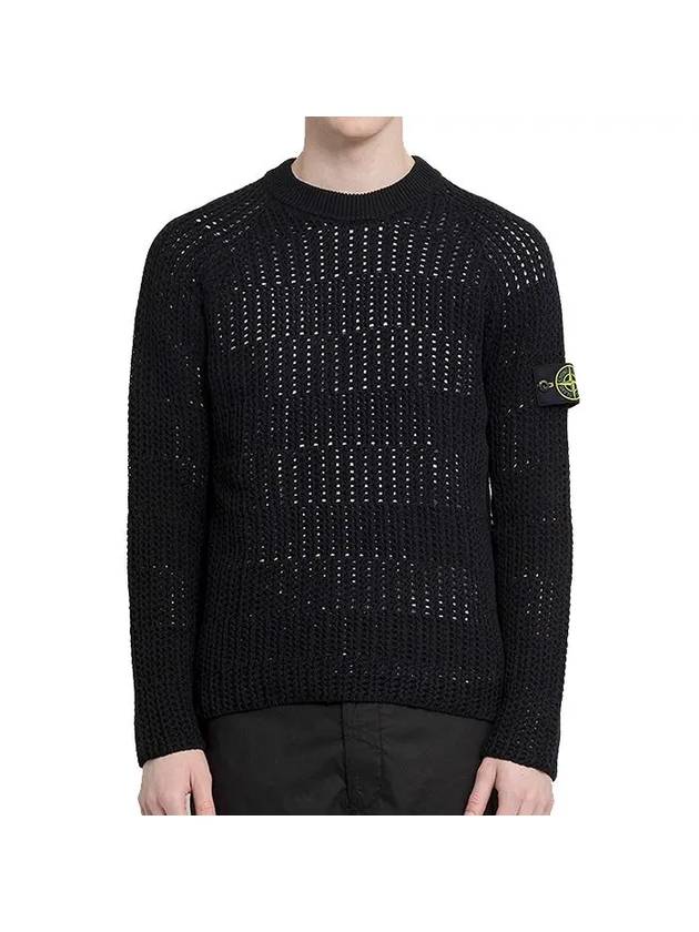 Men's Wappen Patch Knit Top Black - STONE ISLAND - BALAAN 2