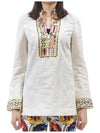 Women's Linen Long Sleeve Blouse Ivory - TORY BURCH - BALAAN 2