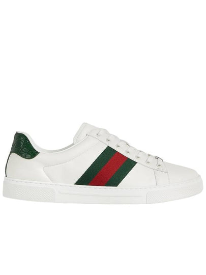 Ace Web Leather Low Top Sneakers White - GUCCI - BALAAN 2