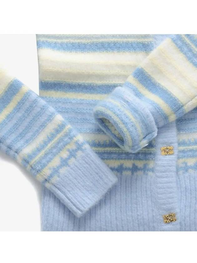 Striped Soft Wool Cardigan Light Blue - GANNI - BALAAN 4