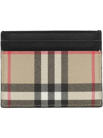 Vintage Check Leather Card Wallet Beige - BURBERRY - BALAAN 1