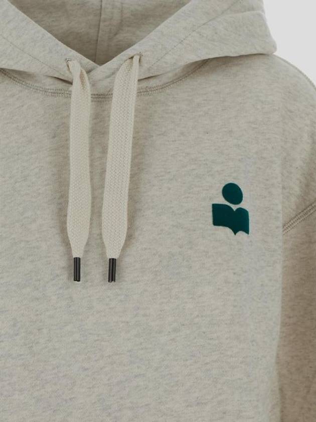 Matte Logo Print Hoodie Emerald Ecru - ISABEL MARANT - BALAAN 4