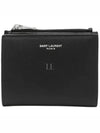 Grain de Poudre Embossed Leather Zipper Card Wallet Black - SAINT LAURENT - BALAAN 2