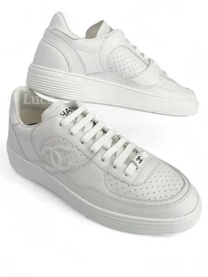 CC Logo Calfskin Low Top Sneakers White - CHANEL - BALAAN 2