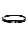 Silver Logo Leather Bracelet Black - SAINT LAURENT - BALAAN 2