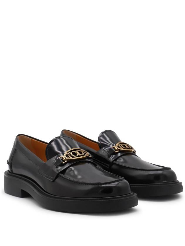 Metal Logo Leather Loafers Black - TOD'S - BALAAN 4