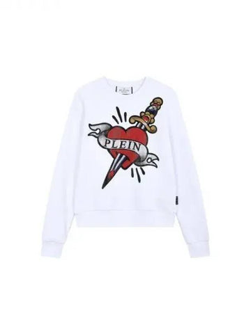 Women's Love and Logo Crew Neck Sweatshirt White 270271 - PHILIPP PLEIN - BALAAN 1