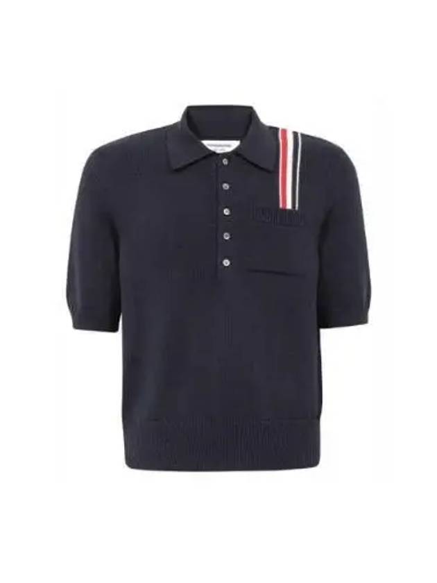 RWB Stripe Polo Shirt Blue - THOM BROWNE - BALAAN 2