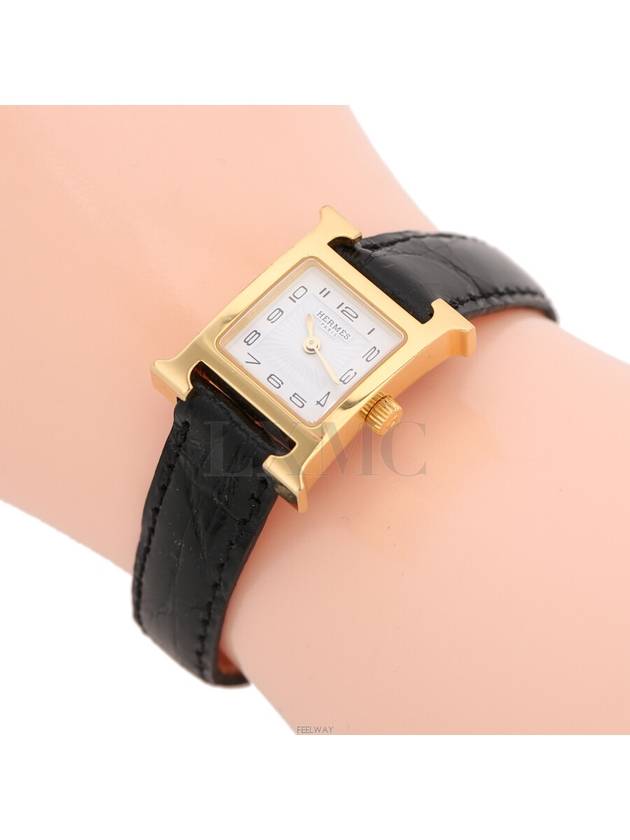 H OUR Watch Heure Small Black Gold Plated - HERMES - BALAAN 8