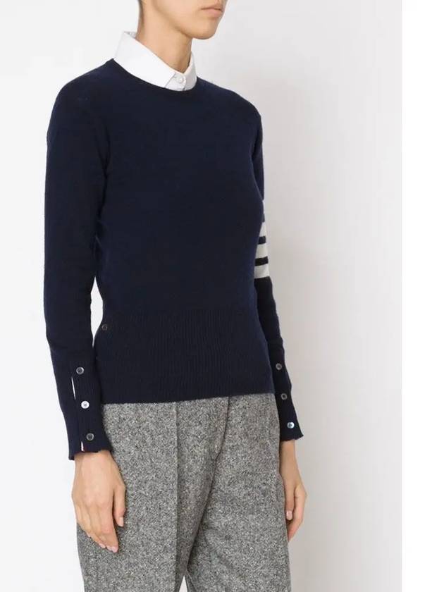 Women's 4 Bar Classic Cashmere Pullover Knit Top Navy - THOM BROWNE - BALAAN 5