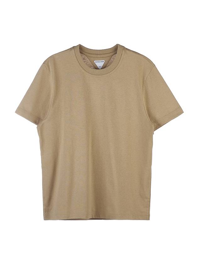 Women's Round Neck Plain Short Sleeve T-Shirt Beige - BOTTEGA VENETA - BALAAN 1