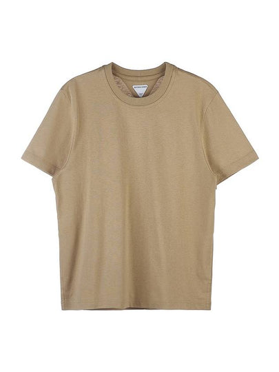 WoMen's Round Neck Plain Short Sleeve T-Shirt Beige - BOTTEGA VENETA - BALAAN 2