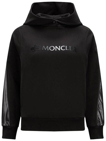 8G00008 809KR 999 Logo Patch Black Hoodie - MONCLER - BALAAN 1