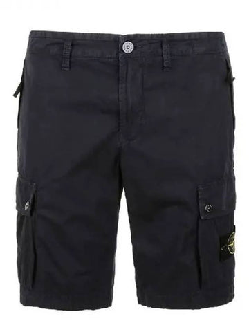 Men's Logo Patch Cargo Bermuda Shorts Blue - STONE ISLAND - BALAAN 1