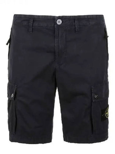 Men's Logo Patch Cargo Bermuda Shorts Blue - STONE ISLAND - BALAAN 1