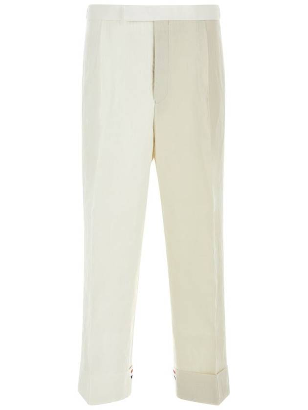 Men's Side Tab Straight Pants White - THOM BROWNE - BALAAN 2