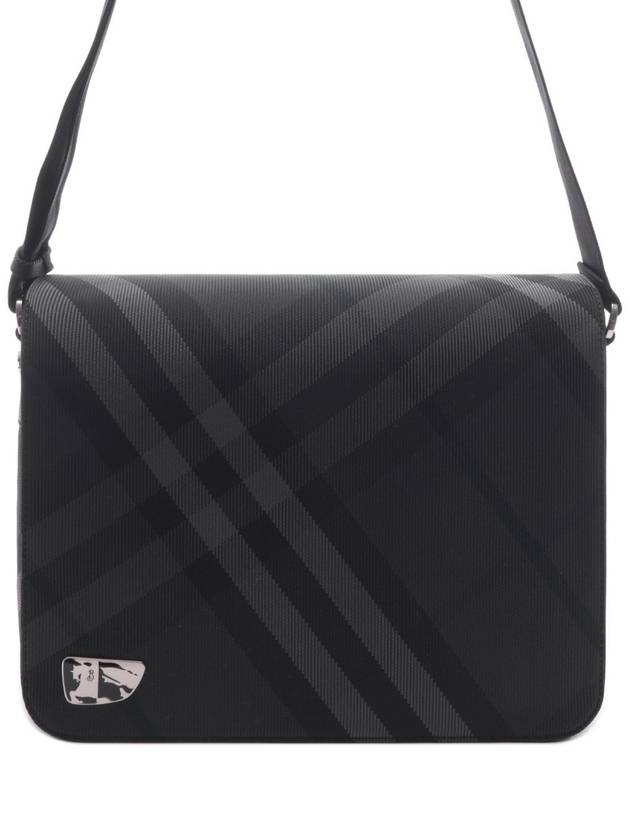 Grid Check Messenger Bag Charcoal - BURBERRY - BALAAN 3