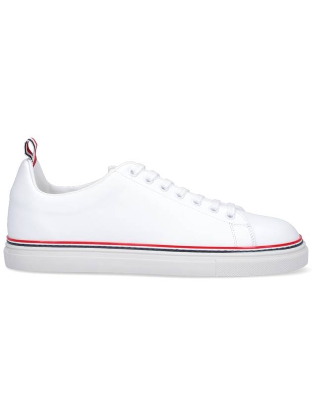 Tennis Vitello Calf Leather Low Top Sneakers White - THOM BROWNE - BALAAN 2