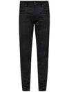 Men's Denim Slim Fit Coated Jeans Black - SAINT LAURENT - BALAAN.