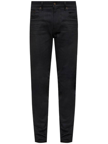 Men's Denim Slim Fit Coated Jeans Black - SAINT LAURENT - BALAAN 1