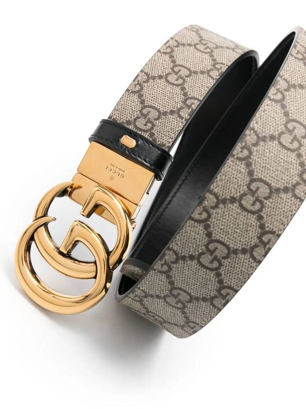 GG Marmont Reversible Leather Belt Beige Black - GUCCI - BALAAN 3