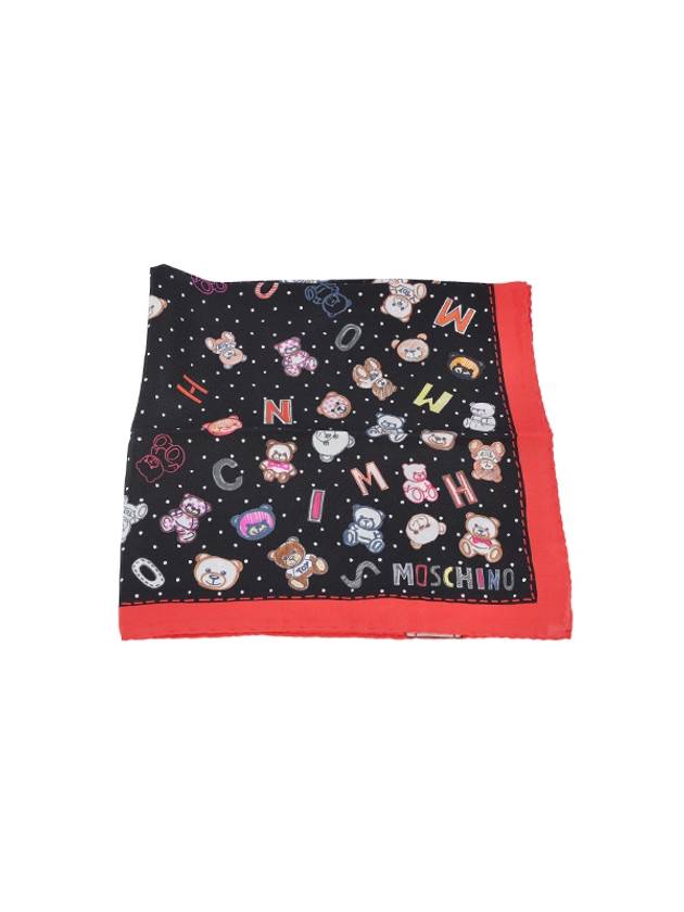 Graphic Silk Scarf Black - MOSCHINO - BALAAN 1