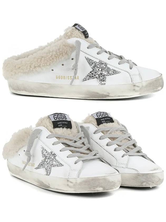 Superstar Sabot Glitter Shearing Lining Leather Low Top Sneakers Silver White - GOLDEN GOOSE - BALAAN 2