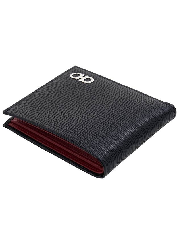 Ferragamo Men's Double Gancini Bicycle Wallet 66 A065 NERO PEBBLE 0685986 - SALVATORE FERRAGAMO - BALAAN 4