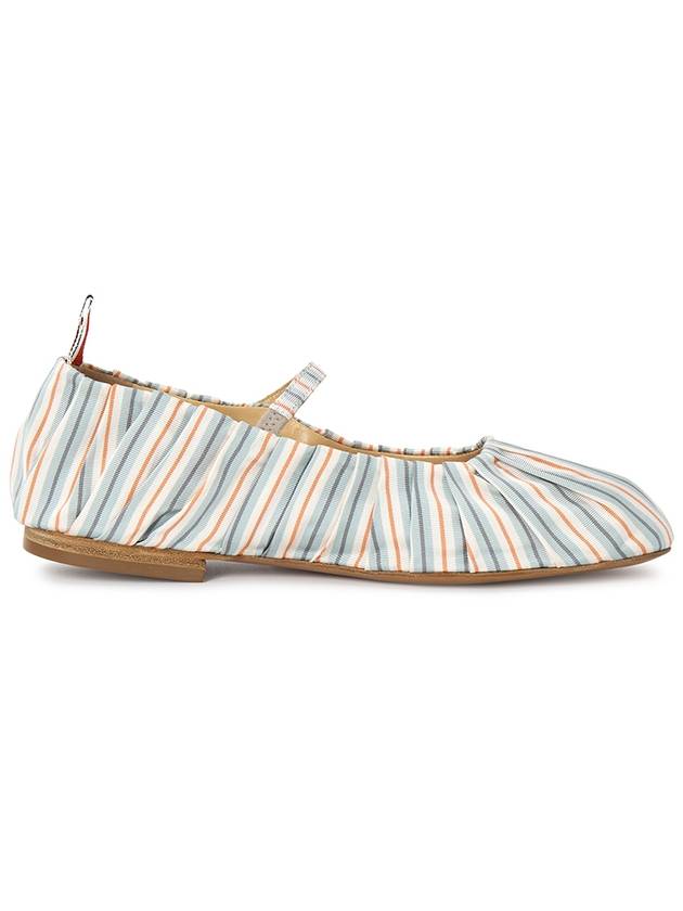 Striped Pattern Silk Ballerina Flat Shoes - THOM BROWNE - BALAAN 5