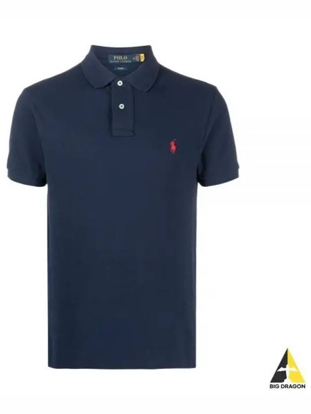 Men's Pony Slim Fit Short Sleeve Polo Shirt Navy - POLO RALPH LAUREN - BALAAN 2