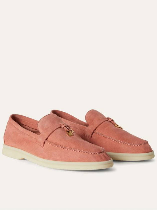 Summer Charms Work Loafers Suede Calfskin Sorbet Pink FAE5444 303J - LORO PIANA - BALAAN 2