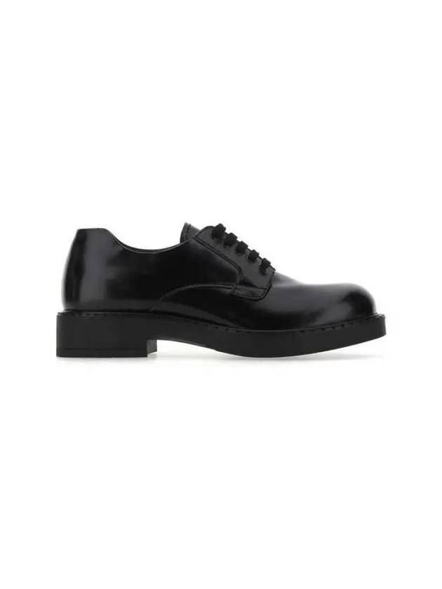 Men's Brushed Leather Derby Loafers Black - PRADA - BALAAN 2