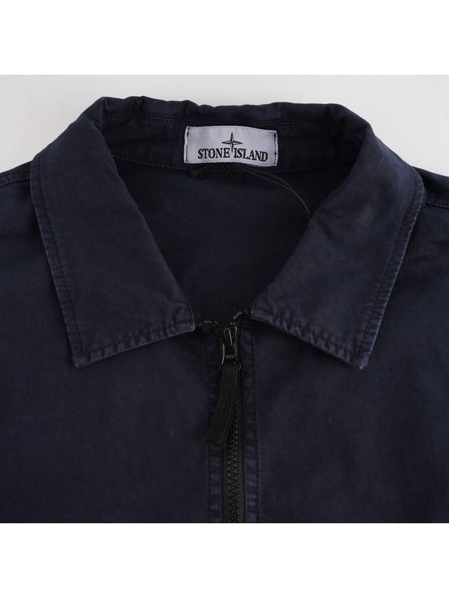 Garment Dyed Stretch Cotton Overshirt Navy - STONE ISLAND - BALAAN 4