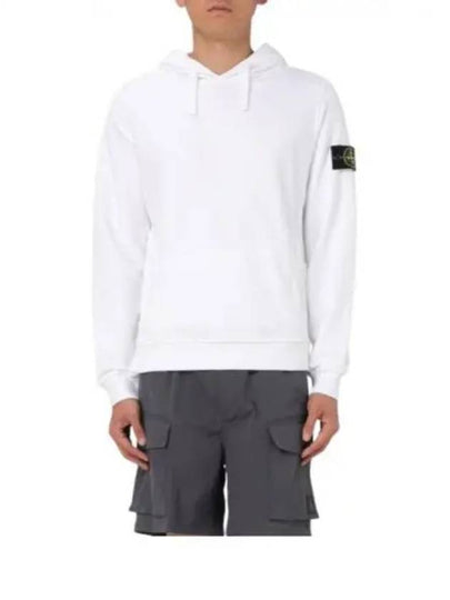 Wappen Patch Brushed Cotton Fleece Hoodie White - STONE ISLAND - BALAAN 2