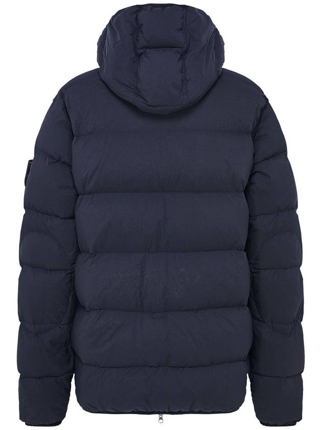 Seamless Logo Nylon Hooded Down Jacket Navy - STONE ISLAND - BALAAN 3