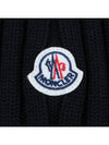 Logo Patch Wool Beanie Black - MONCLER - BALAAN 6