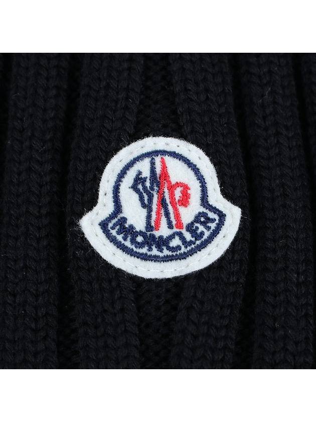 Logo Patch Wool Beanie Black - MONCLER - BALAAN 6