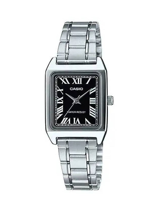 Square Plated Metal Analog Watch Silver Black - CASIO - BALAAN 2