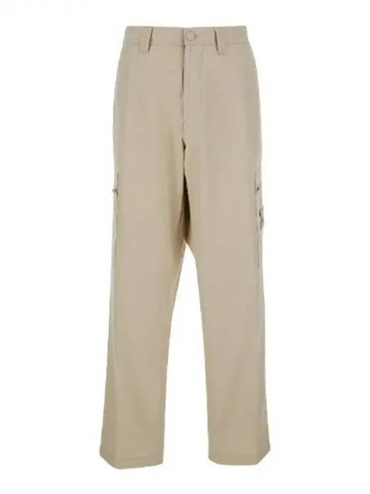 Regular Fit Cargo Cotton Canvas Straight Pants Beige - STONE ISLAND - BALAAN 2