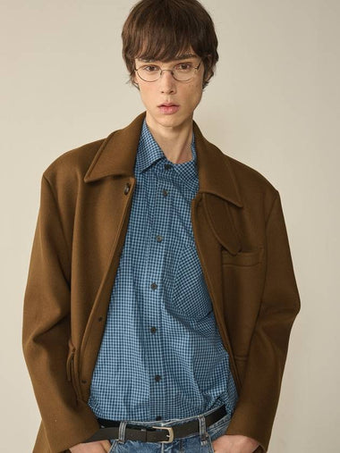 Oversized Out Pocket Felt Mac Coat Brown - KINETO - BALAAN 1