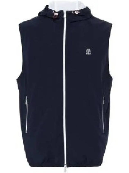 Drawstring Hood Zipped Vest Navy - BRUNELLO CUCINELLI - BALAAN 2