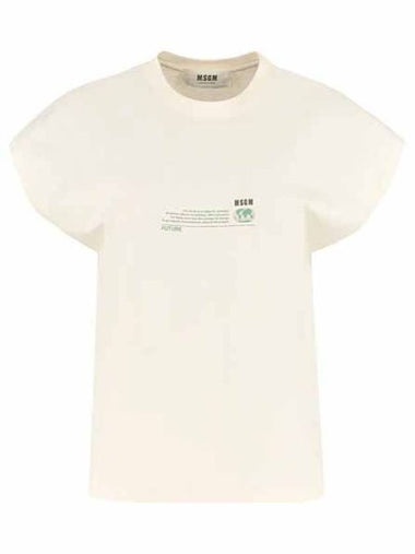 Slogan Logo Short Sleeve T-Shirt Ivory - MSGM - BALAAN 1