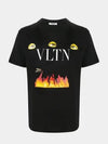 Emilo Villava VLTN Logo Flame Short Sleeve T-Shirt Black - VALENTINO - BALAAN 2