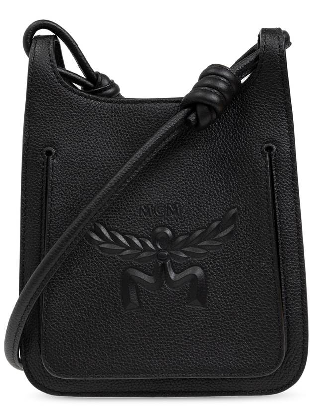 Himmel Hobo Embossed Logo Leather Cross Bag Black - MCM - BALAAN 1